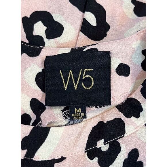 W5 Anthropologie Womens Pink Black Cheetah Print Short Sleeve Top Size Medium - Picture 7 of 9
